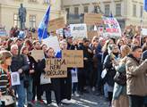 Nafťáku Macinko, smrdíš! Před Hradem protestoval i vánoční stromeček