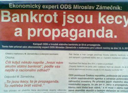 Zámečníka rozzlobila inzerce ČSSD: Je to lživá propaganda
