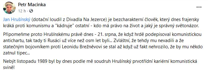 Reakce na slova Jana Hrušínského