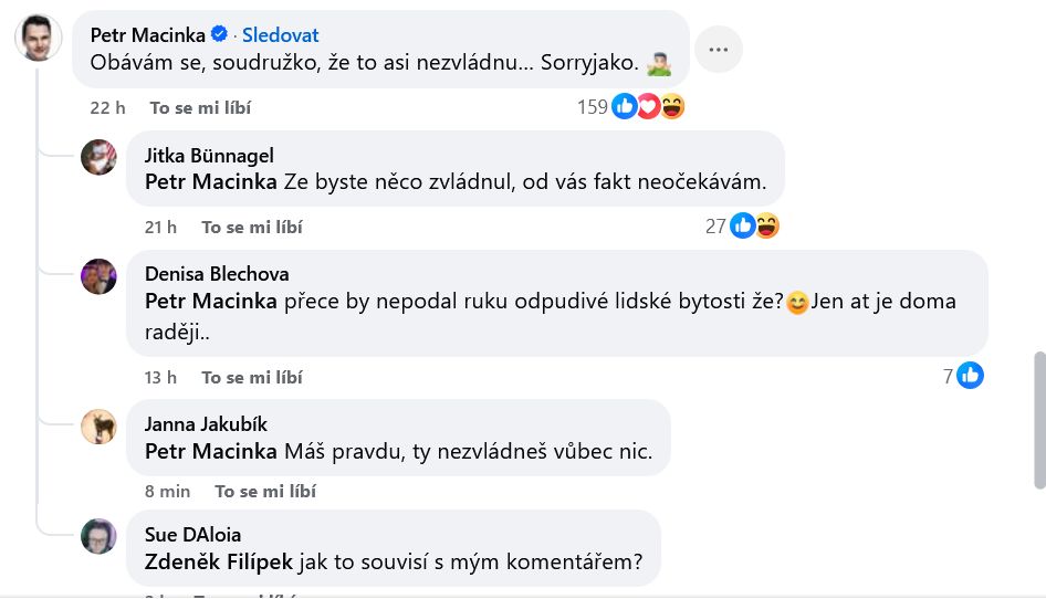 reakce Petra Macinky