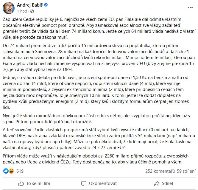 Andrej Babiš promlouvá