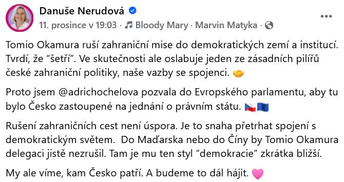 Danuše Nerudová promlouvá