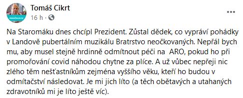 Tomáš Cikrt politoval Václava Klause