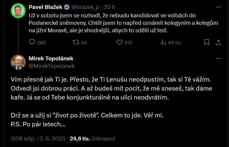 Mirek Topolánek promlouvá