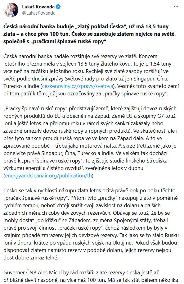 Ekonom Lukáš Kovanda promlouvá