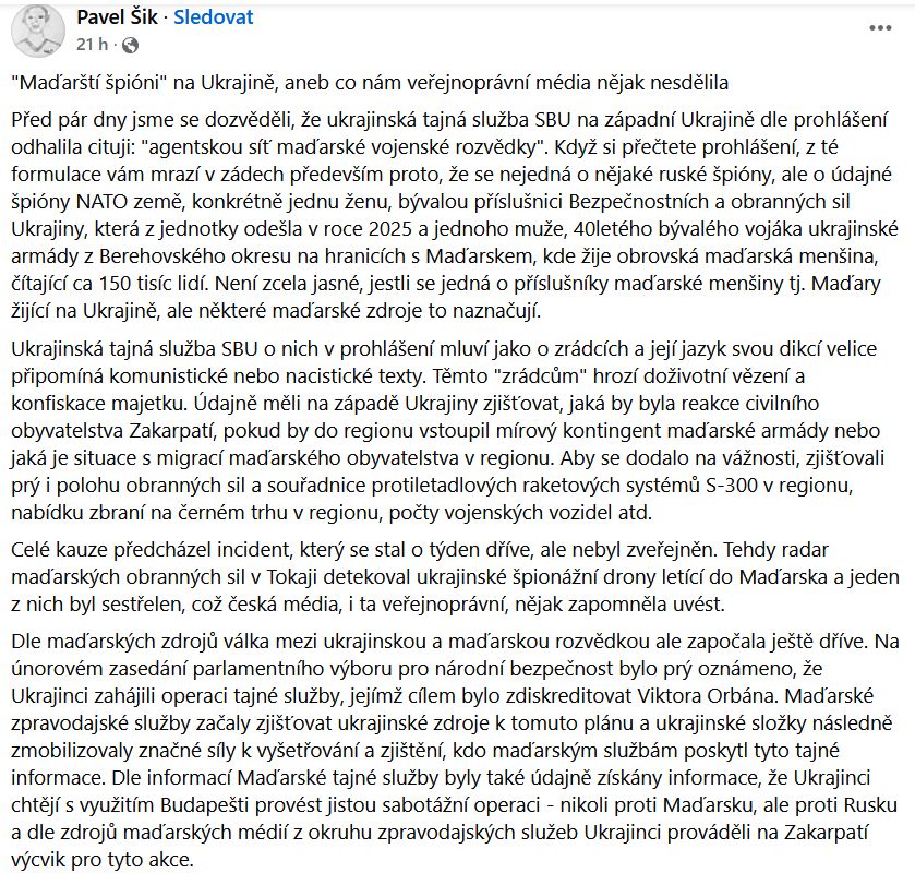 Pavel Šik promlouvá