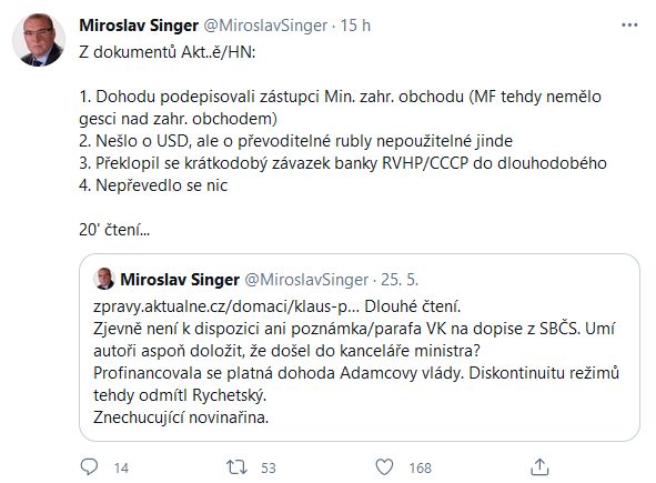 Miroslav Singer se zlobí