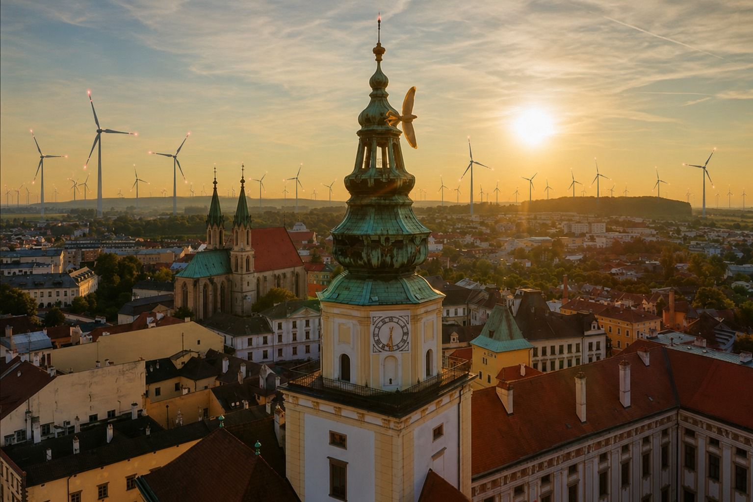 větrníky, koláž