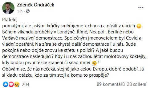 Zdeněk Ondrářek má obavy 