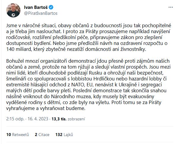 Ivan Bartoš promlouvá