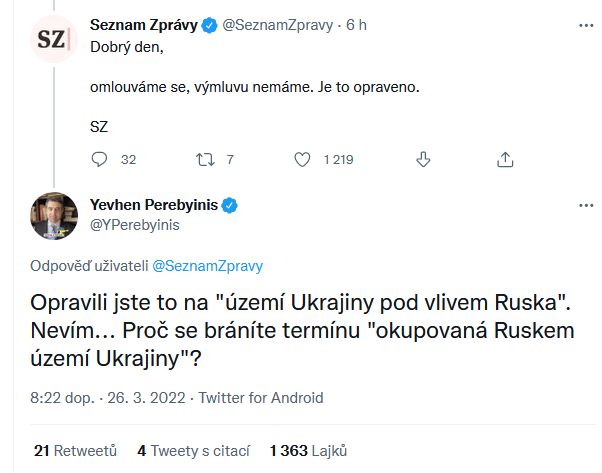 Ukrajinský velvyslanec se zlobí