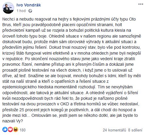 Ivo Vondrák se zlobí