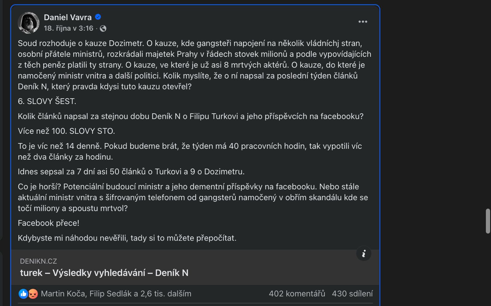 Daniel Vávra promlouvá