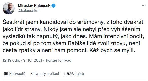 Miroslav Kalousek promluvil