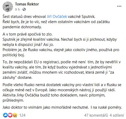 Psychiatr Tomáš Rektor se zlobí