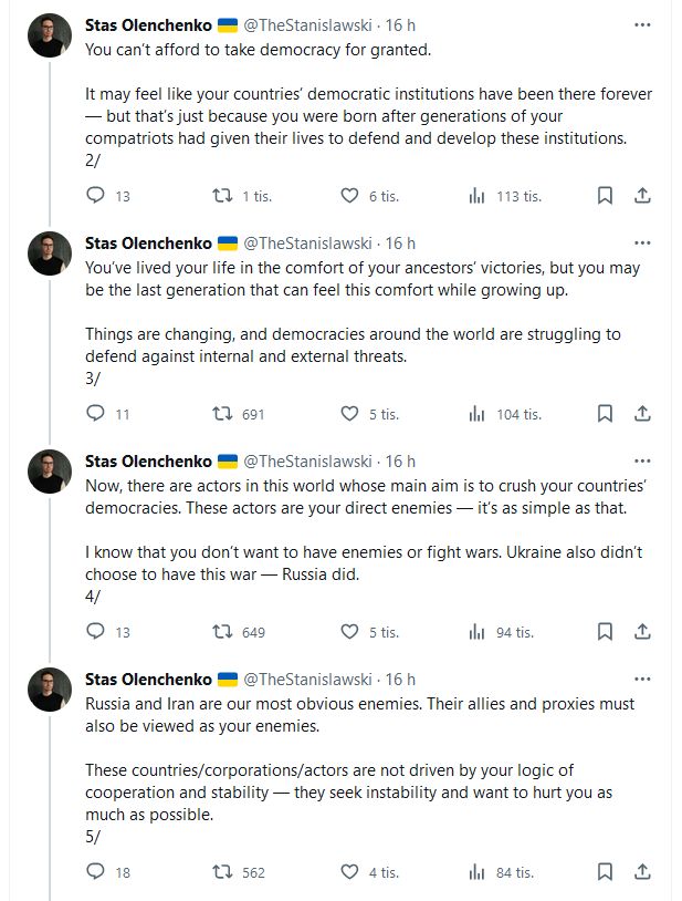Spisovatel z Kyjeva žádá demokraty o pomoc.