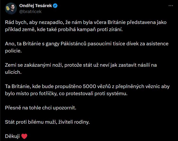 Ondřej Tesárek promlouvá