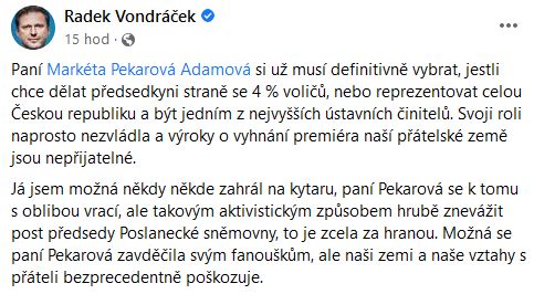 Radek Vondráček promlouvá