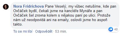Reakce na slova Jiřího Ovčáčka