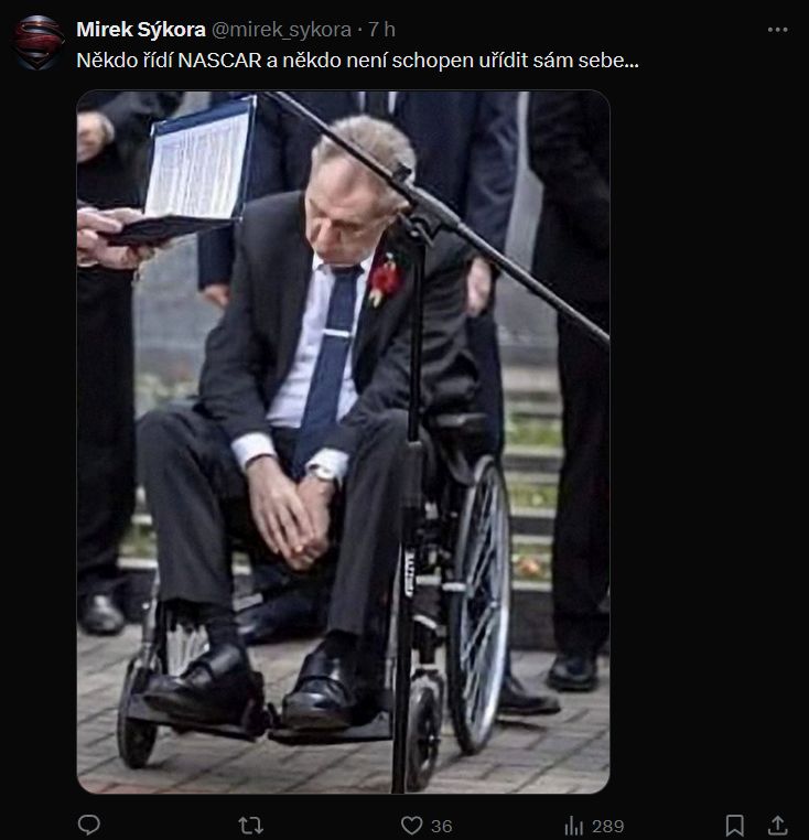 reakce na Nascar prezidenta Pavla