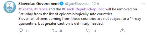Slovinská vláda nabádá k obezřetnosti