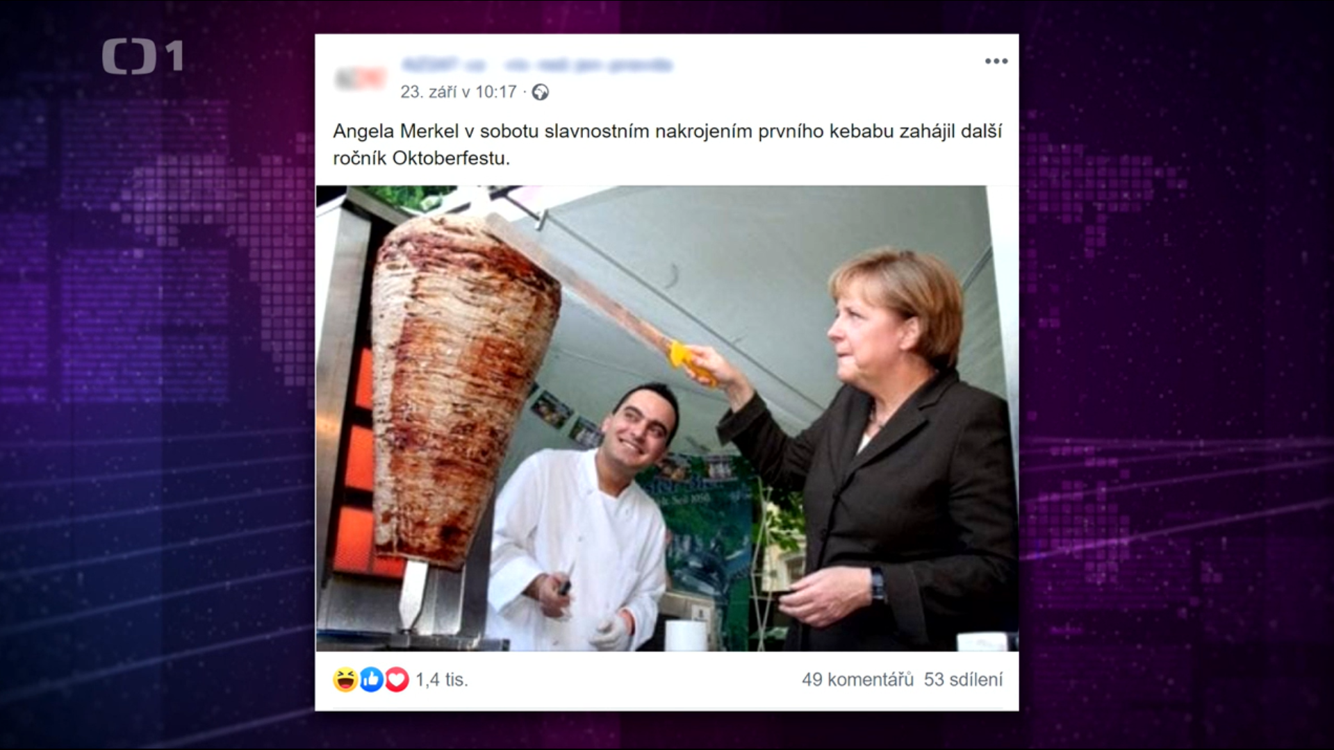 Angela Merkel rozkrojující kebab