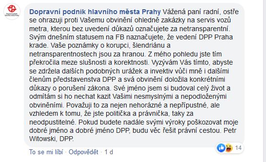 Petr Witowski o zakázce DPP