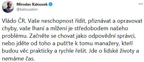 Miroslav Kalousek se zlobí