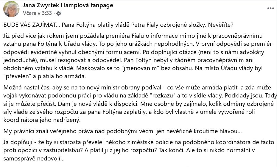 Zwyrtek Hamplová promlouvá