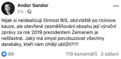 Andor Šándor se zastal BIS