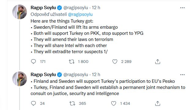 Turecko ustoupilo a Švédsko a Finsko mohou do NATO