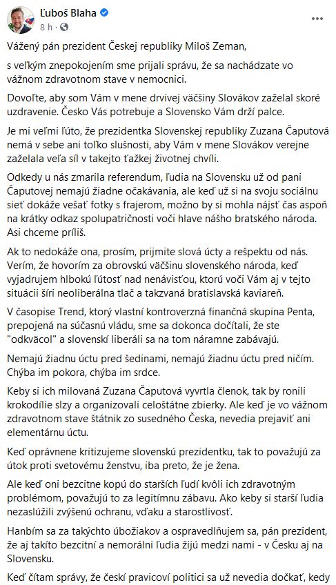 Slovenský opoziční radikálně levicový poslanec Ľuboš Blaha promlouvá