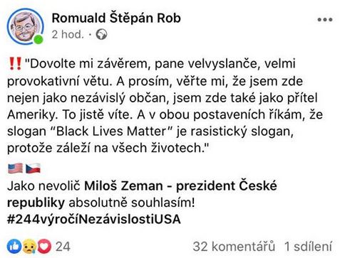Miloš Zeman o Black Lives Matter