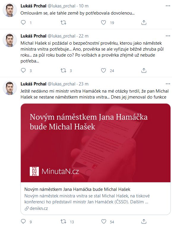 Michal Hašek bude náměstkem na vnitru