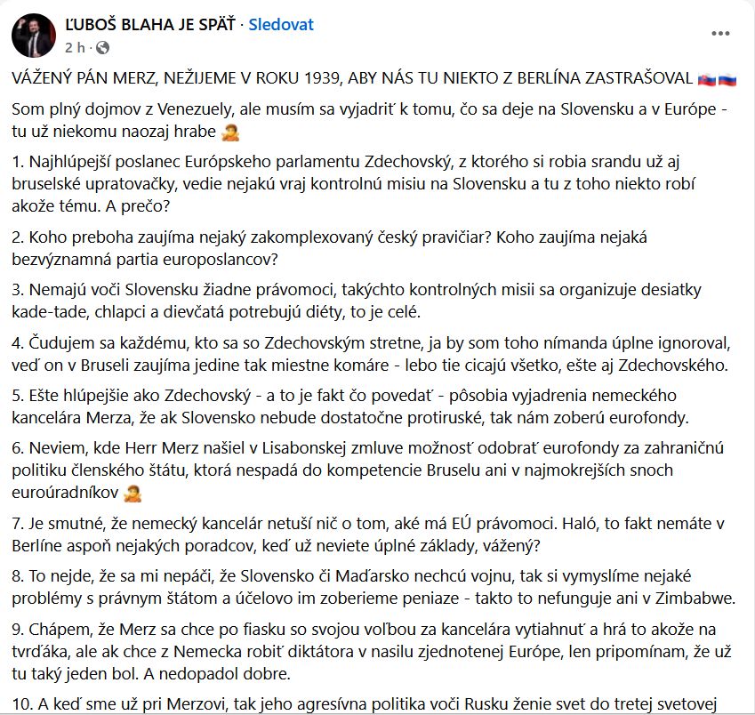 Luboš Blaha promlouvá