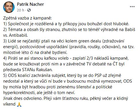 Poslanec Patrik Nacher promluvil