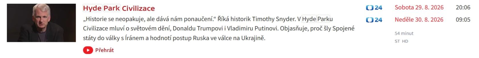 Opakování rozhovoru s historikem Snyderem