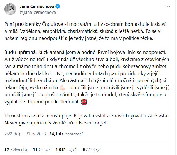 Zuzana Čaputová nebude obhajovat prezidentský mandát. 