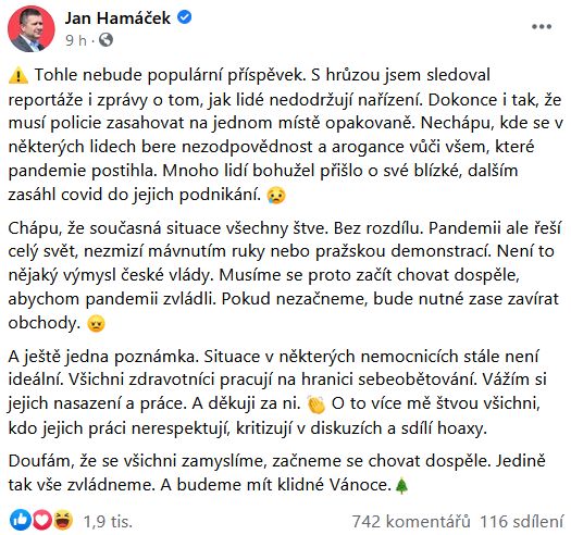 Jan Hamáček se zlobí