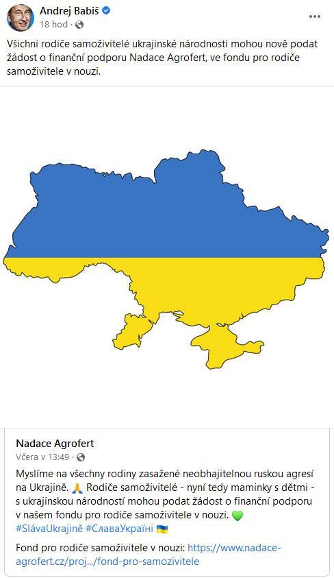 Andrej Babiš, poslanci ANO a Nadace Agrofert stojí na straně Ukrajiny