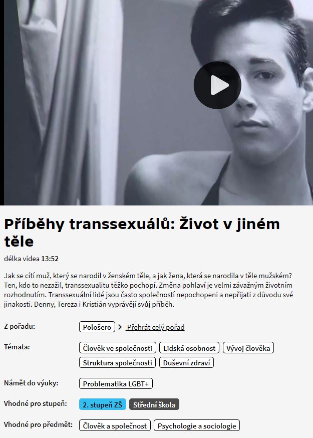 Co ČT přichystala dětem: Transsexuály a transvestity. A 168 hodin - ParlamentniListy.cz - politika ze všech stran
