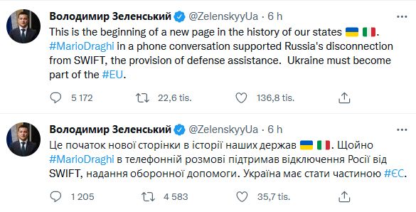 Ukrajinský prezident děkuje přátelům
