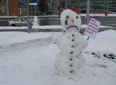 Další z mnoha sněhuláků postavených na protest pro...
