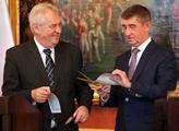 Prezident Miloš Zeman a ministr financí Andrej Bab...