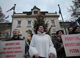 Bobošíková demonstruje před budovou vlády