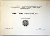 Diplom z Univerzity Palackého v Olomouci