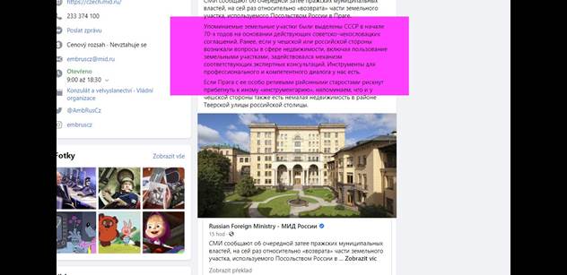 Ruská ambasáda vydala stanovisko na americkém Facebooku. Orkán reakcí by srovnal panelák se zemí