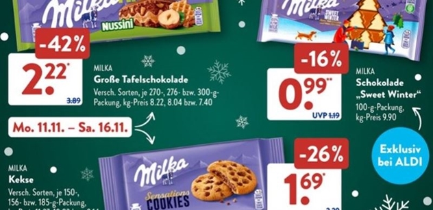 300 gramů Milky za 56 Kč v Německu. Nic divného